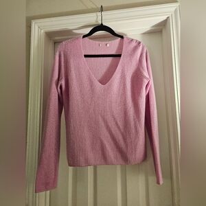 Pink Long Sleeve Sweater with Scoop Neck